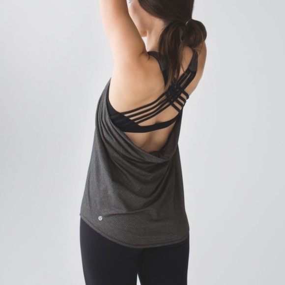 lululemon athletica Other - Lululemon Wild Tank Size 8 Heathered Black Strappy Back Sports Bra